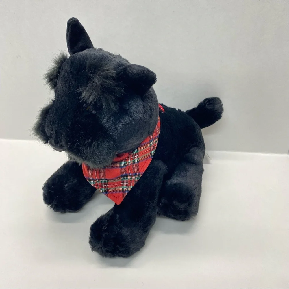 Aurora Scottish Terrier Scottie Dog Plush Black Plaid Bandana Stuffed Animal Toy