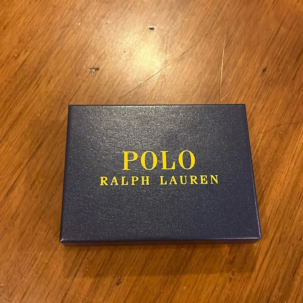 Polo Ralph Lauren Card Case Olive Green new Wallet Leather Mens