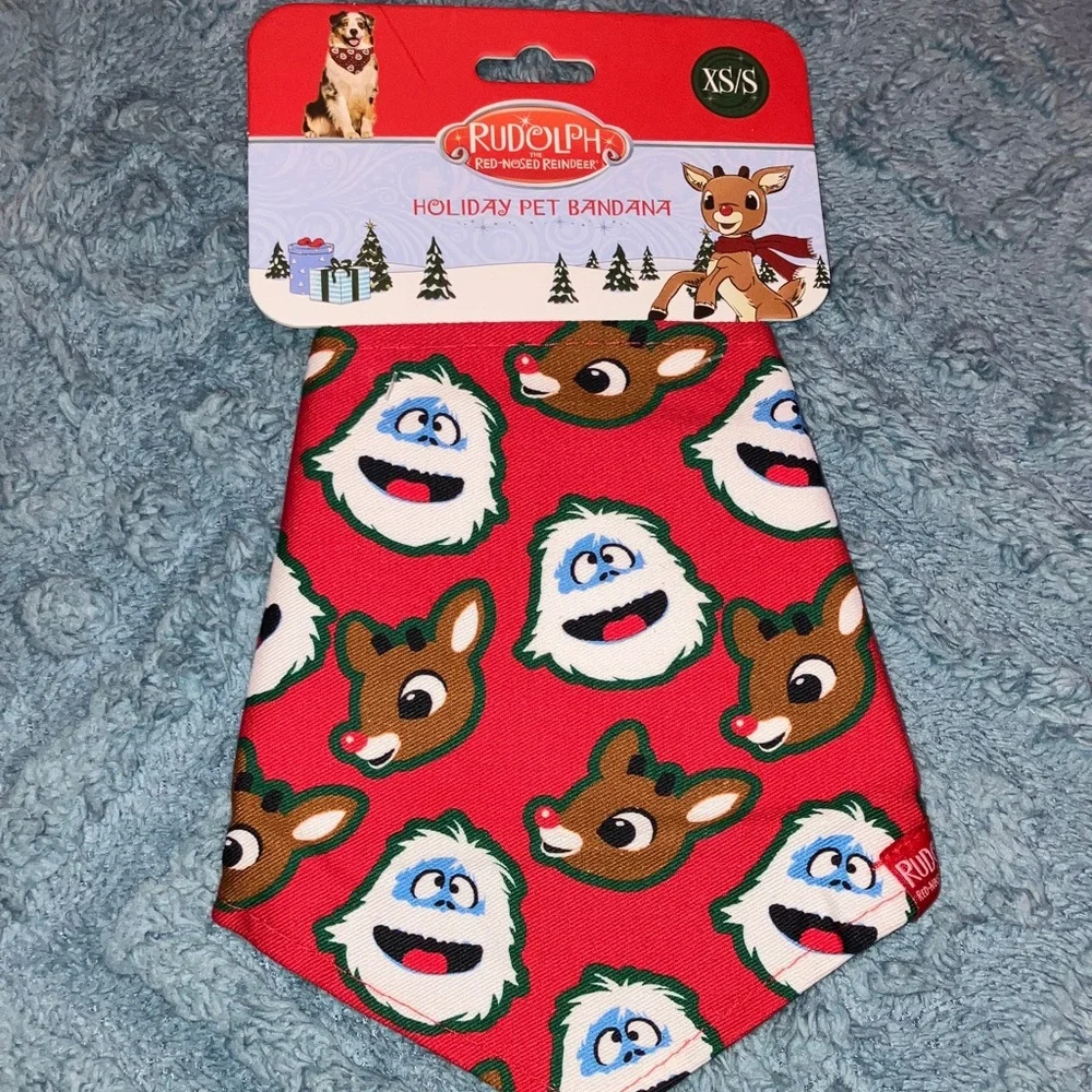 Rudolph The Red Nosed Reindeer Holiday Pet Bandana XS/S New
