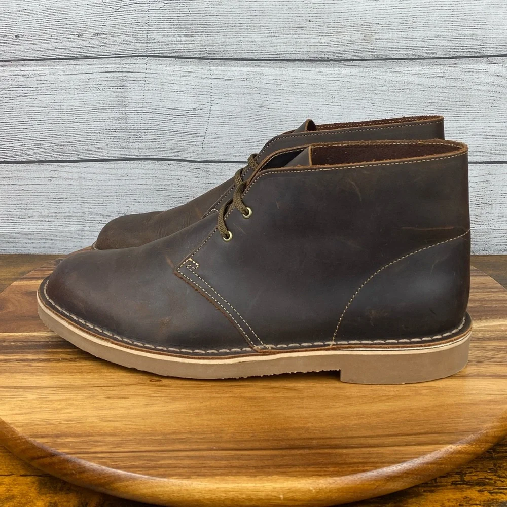 Clarks Shepton Chukka Boots Beeswax Dark Brown Leather Men’s Shoe Size 12 M