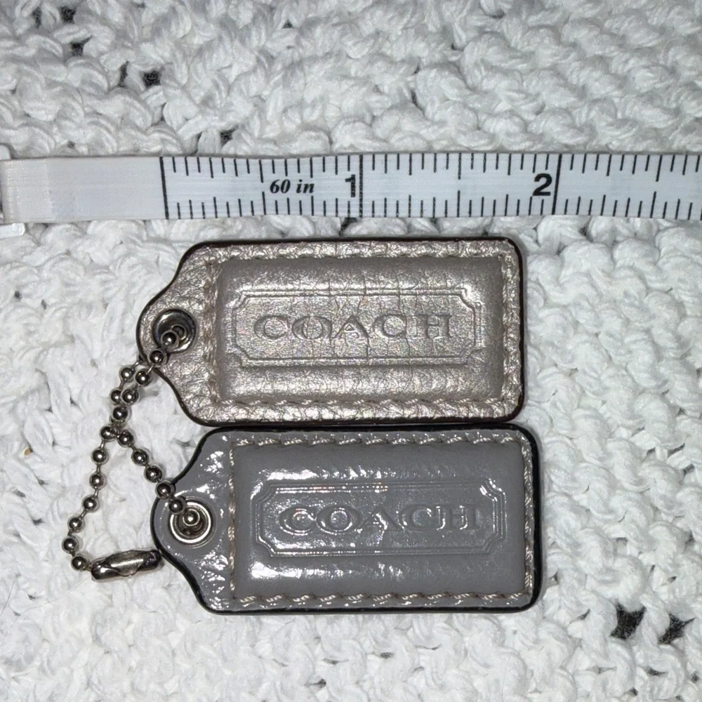 Coach Metallic and Gray Bag Hang Tag Duo
