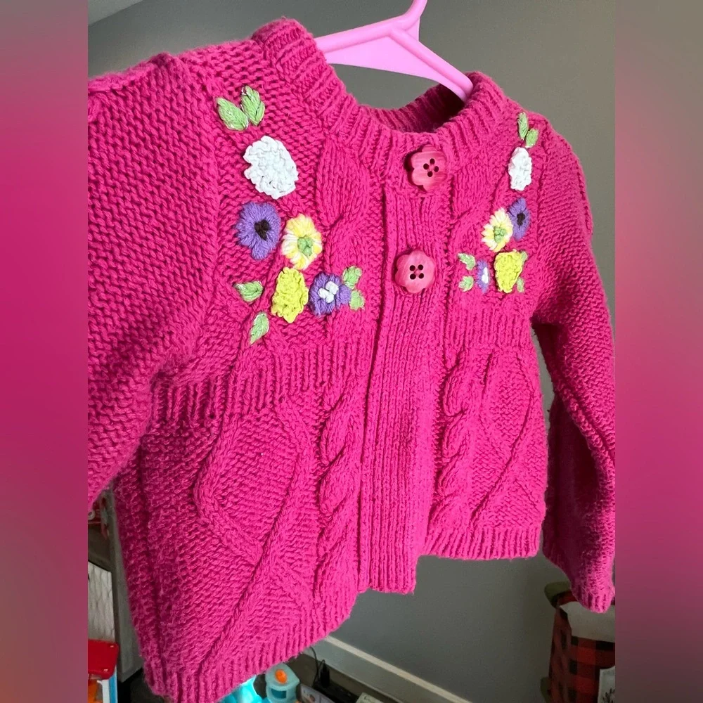 The Children's Place Pink Floral Stitched Cardigan Size 18 months GUC
