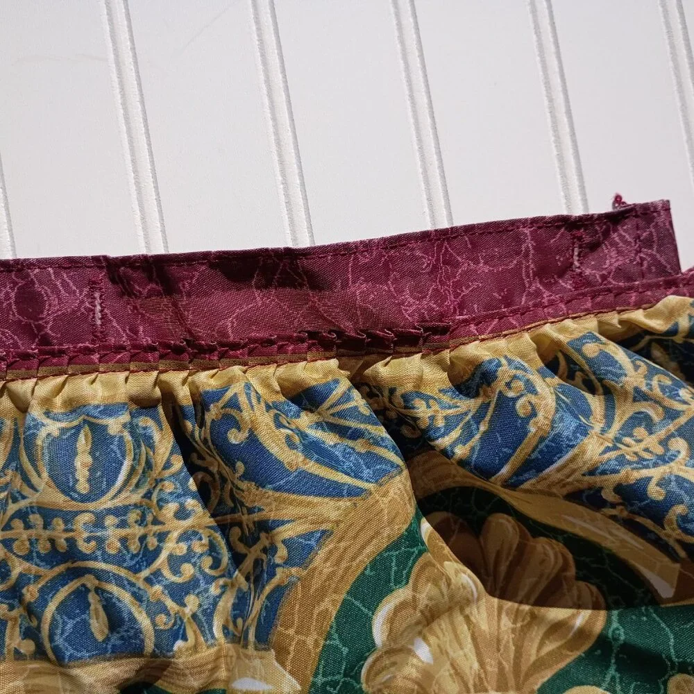 Vintage Springs Shower Curtain Maroon Gold Medallion 90s Art Deco Made in USA
