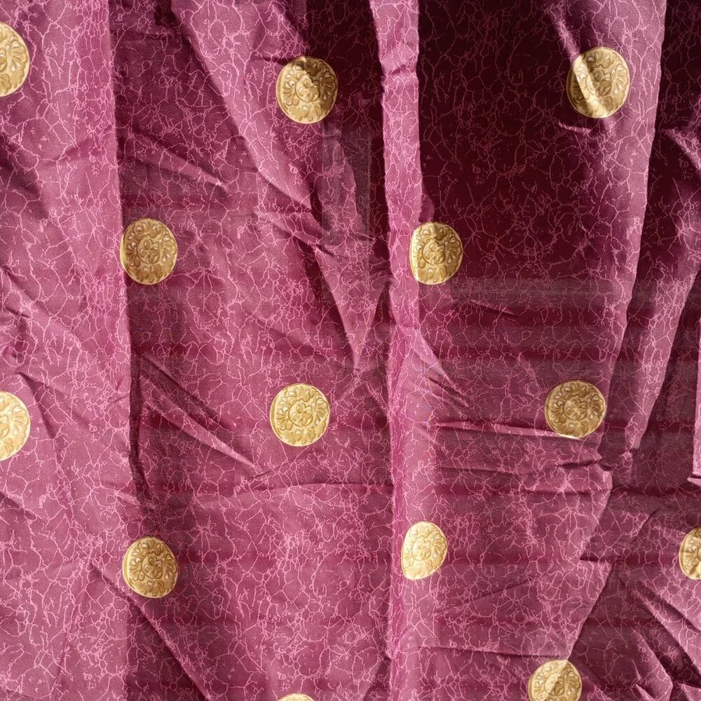 Vintage Springs Shower Curtain Maroon Gold Medallion 90s Art Deco Made in USA