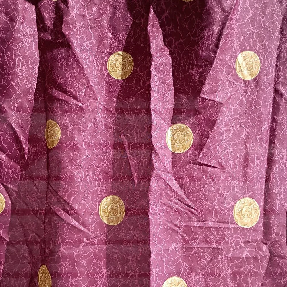 Vintage Springs Shower Curtain Maroon Gold Medallion 90s Art Deco Made in USA