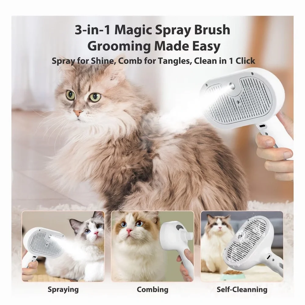VIVIPAL Self Cleaning Dog & Cat Hair Steam Brush - NWT