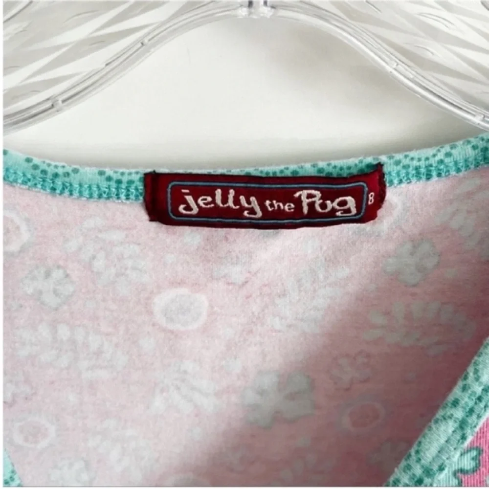 Jelly the Pug lap dress pink Mermaids Collection ruffles floral size 8