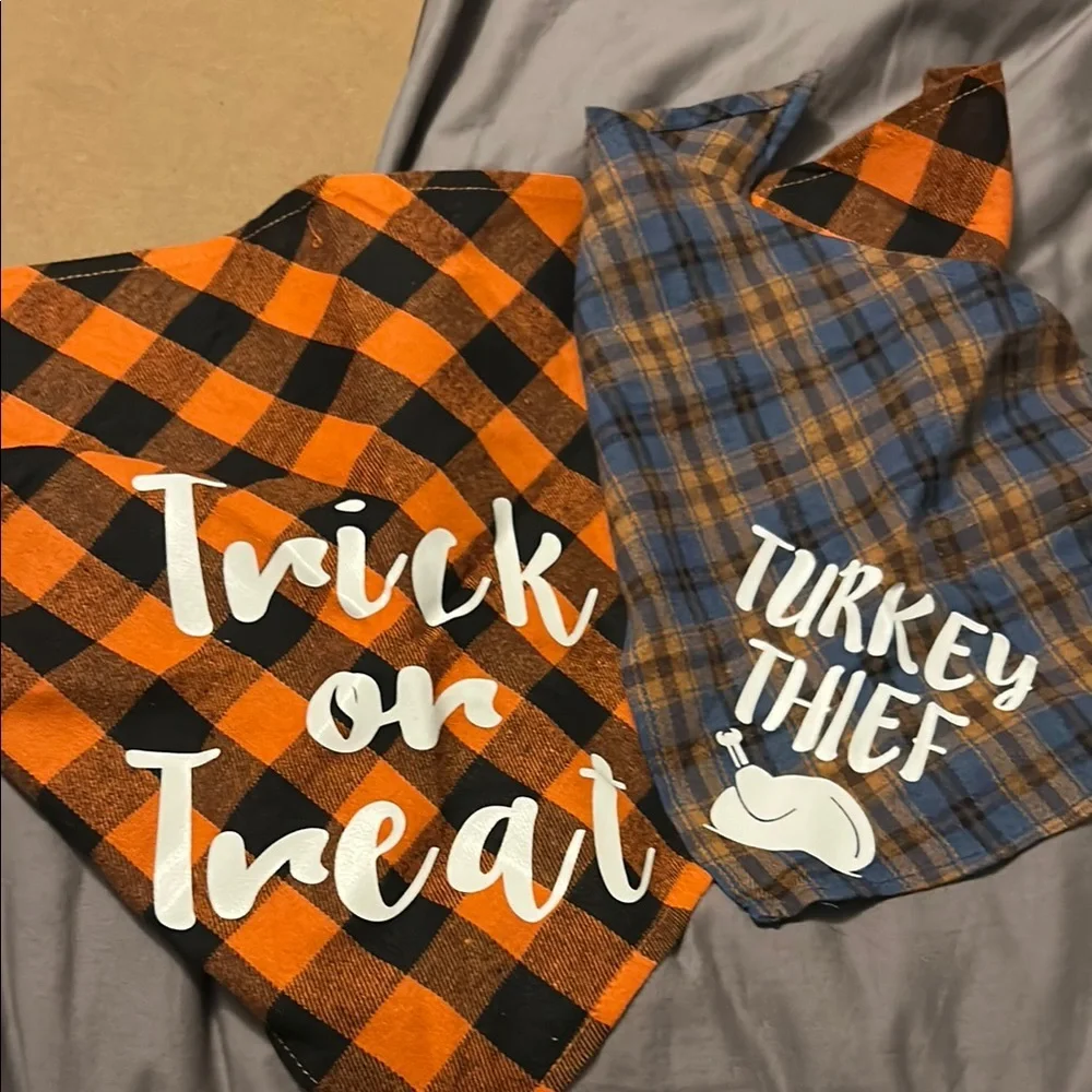 Orange and Black Plaid or blue plaid dog Bandana