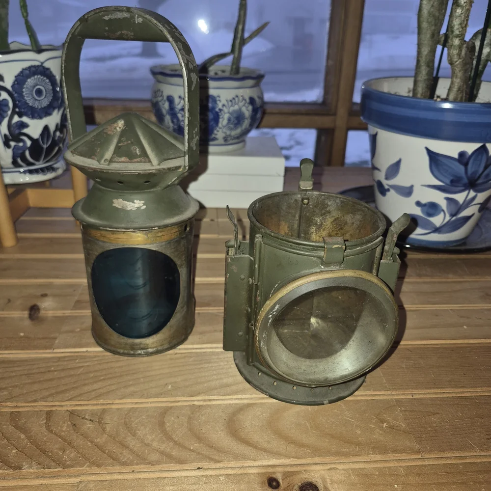 Vintage 1950's Military Green Oil Railroad Lantern