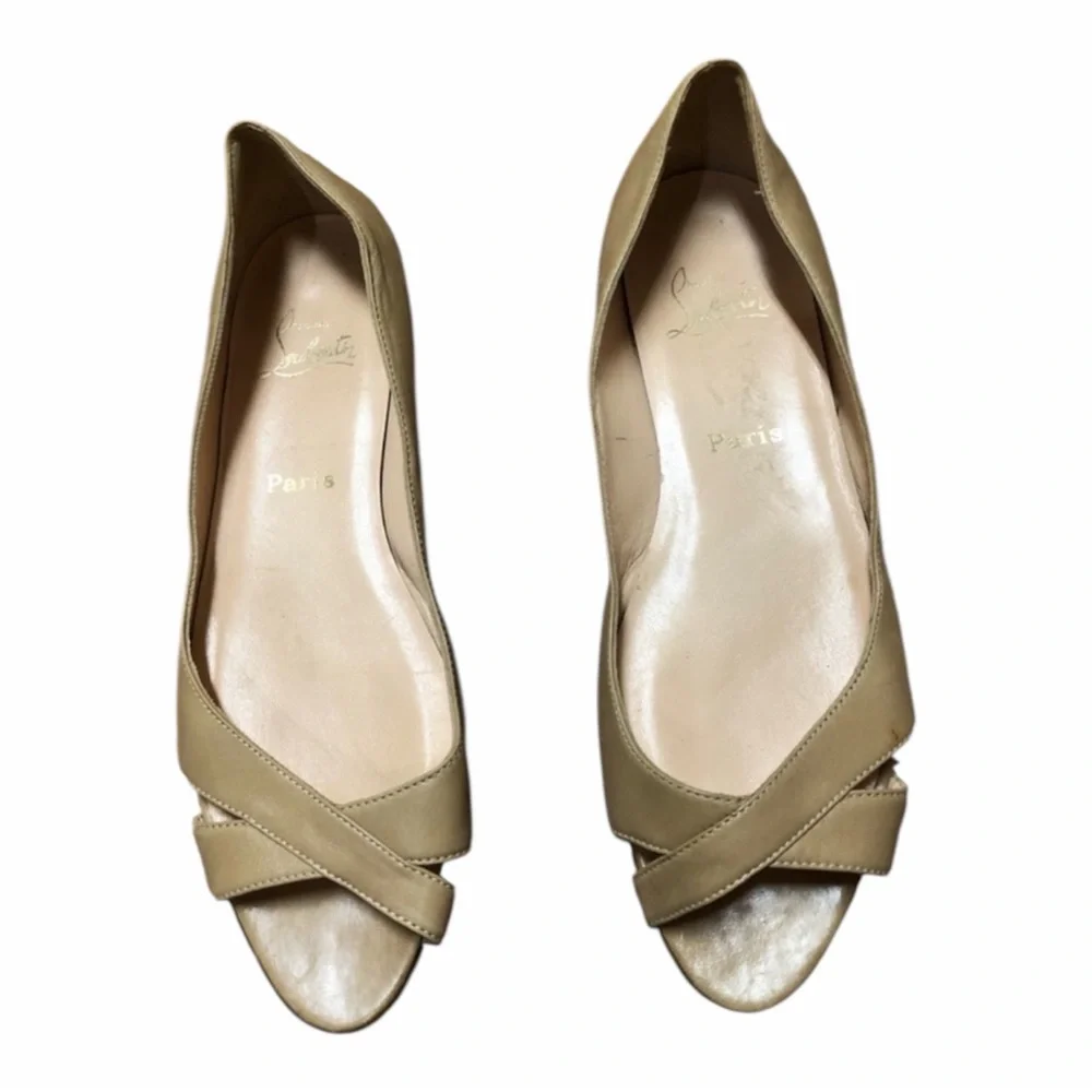 Christian Louboutin Beige Peep-Toe Heels