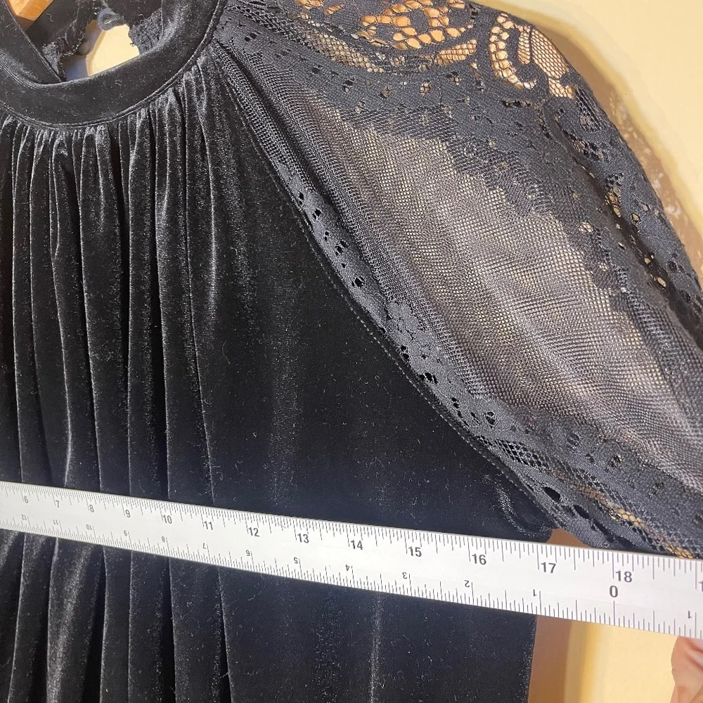 Free People Black Velvet Lace Top