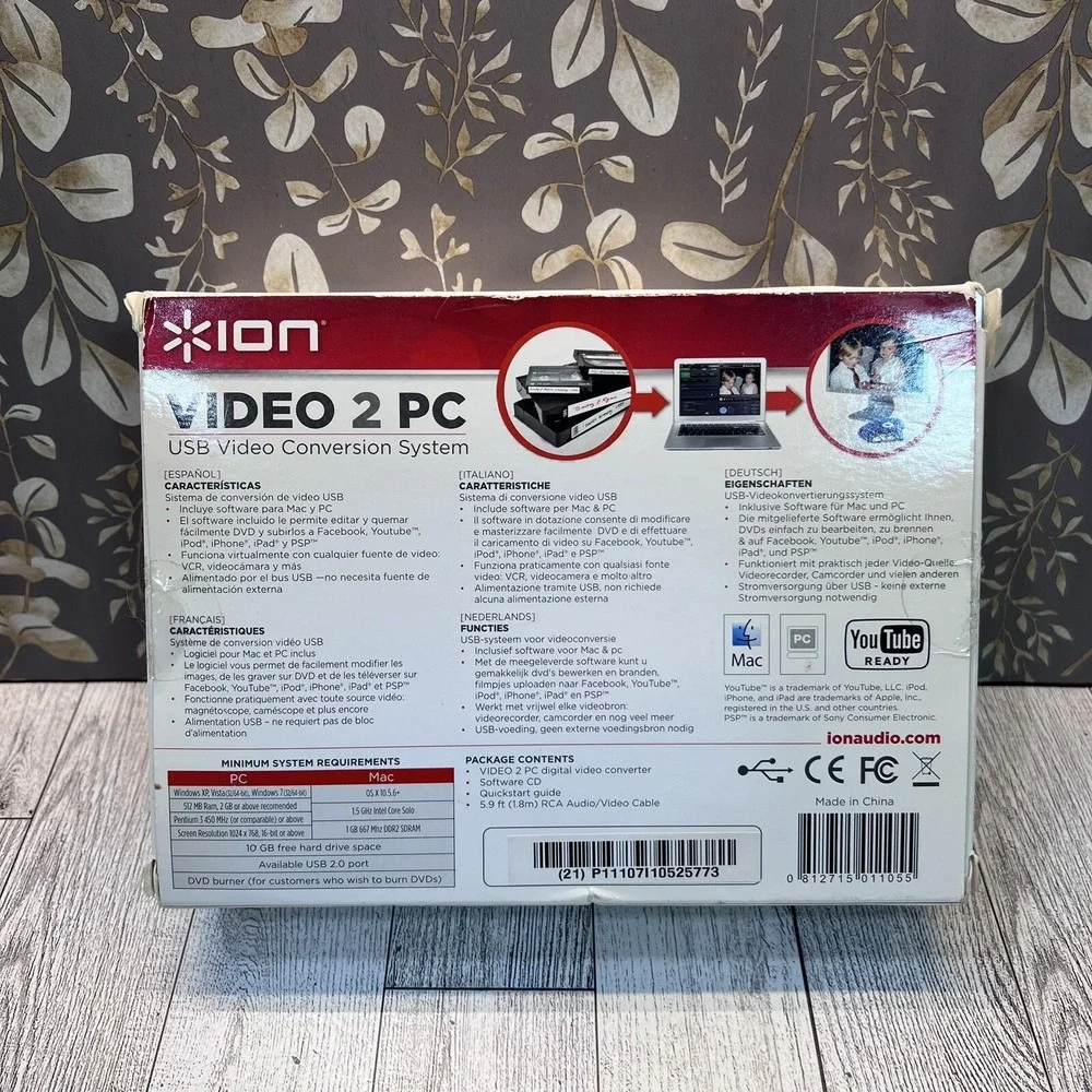 ION Video 2 PC VHS VCR to Computer USB Video Conversion System Transfer Movies