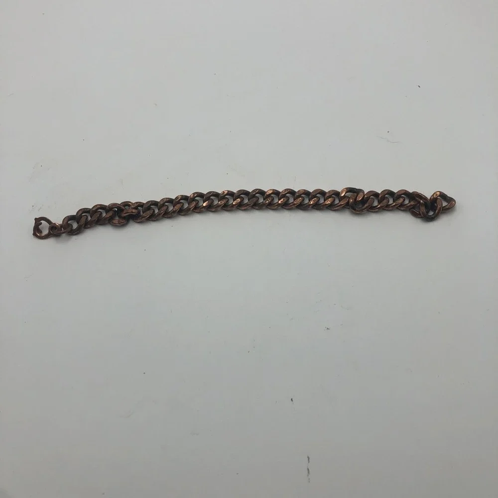Vintage Heavy Large Solid Copper Chain Link Bracelet Fold Clasp‎ 9