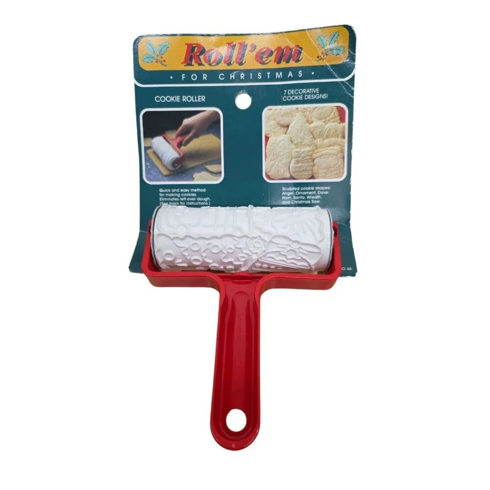 Hutzler Cutout COOKIE Santa 1987 Roll 'Em Christmas Cookie Roller 7 Designs New