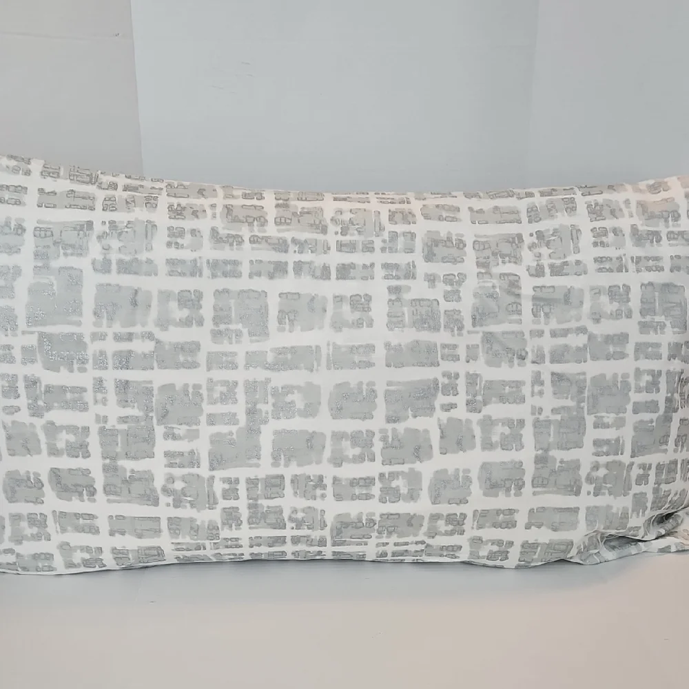 West Elm White Gray Silver Geometric Metallic King Pillow Sham