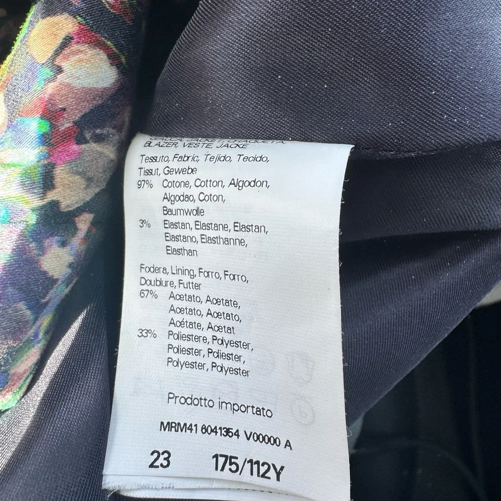 Marina Rinaldi Women’s Multicolor Floral Print Blazer Cotton Stretch Jacket M