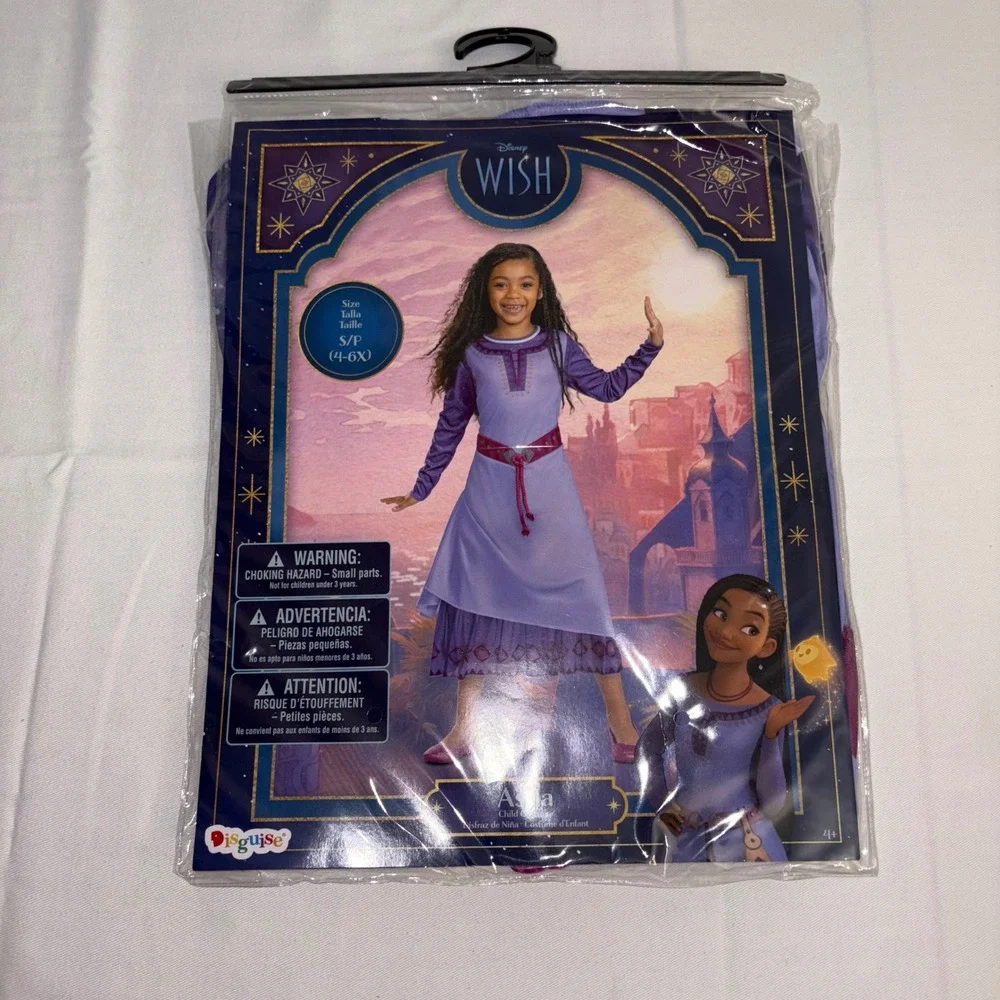 Disguise Disney Wish Asha Costume Dress Girls Size Small 4 6X Purple Outfit