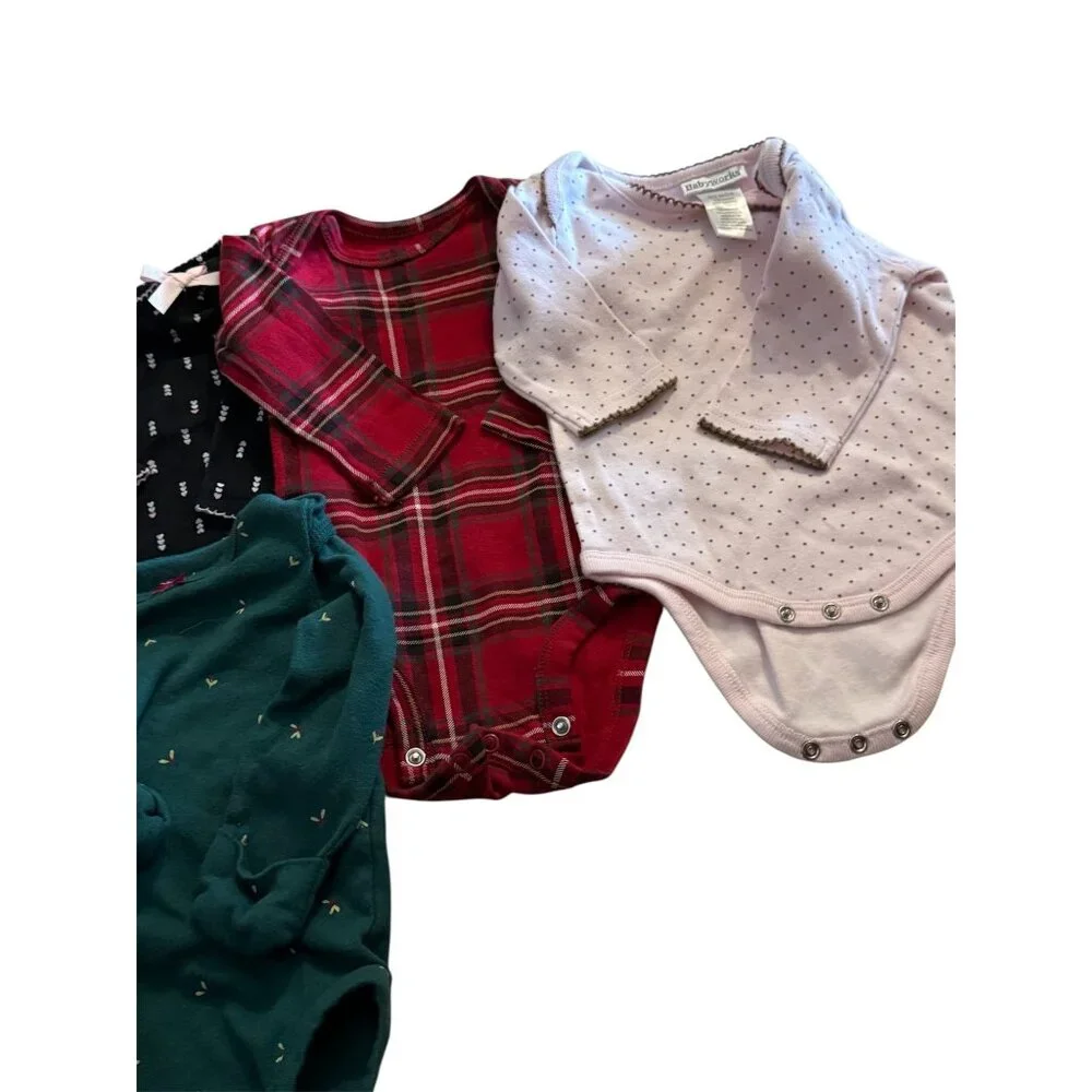 Carter’s 0–3 Month Long Sleeve Bodysuit Bundle – Baby Girls – Lot
