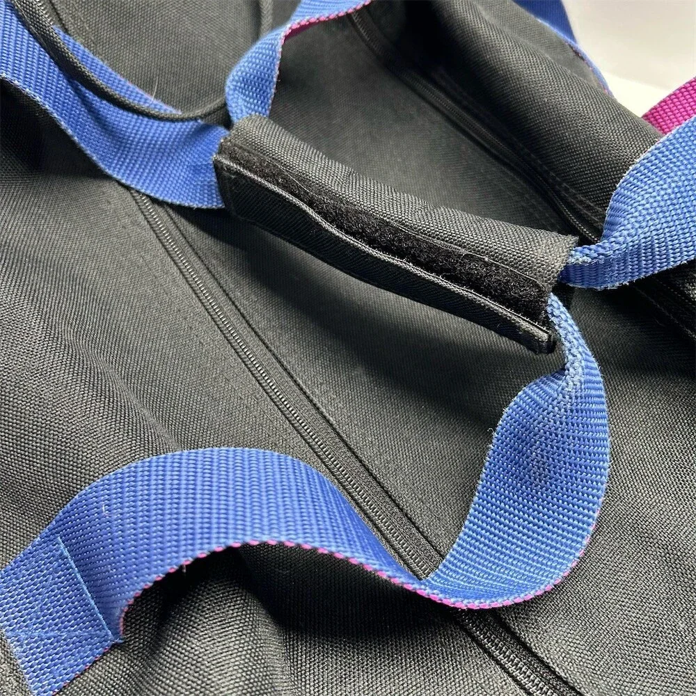Reebok Vintage Duffle Gym Travel Bag Black Blue Straps Pink Zippers Mesh 90s
