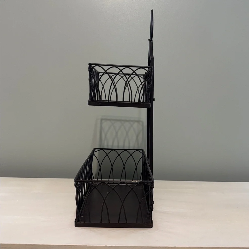 Southern Living At Home Farmhouse Tiered Basket SLAH Metal Country Cozy Cottage