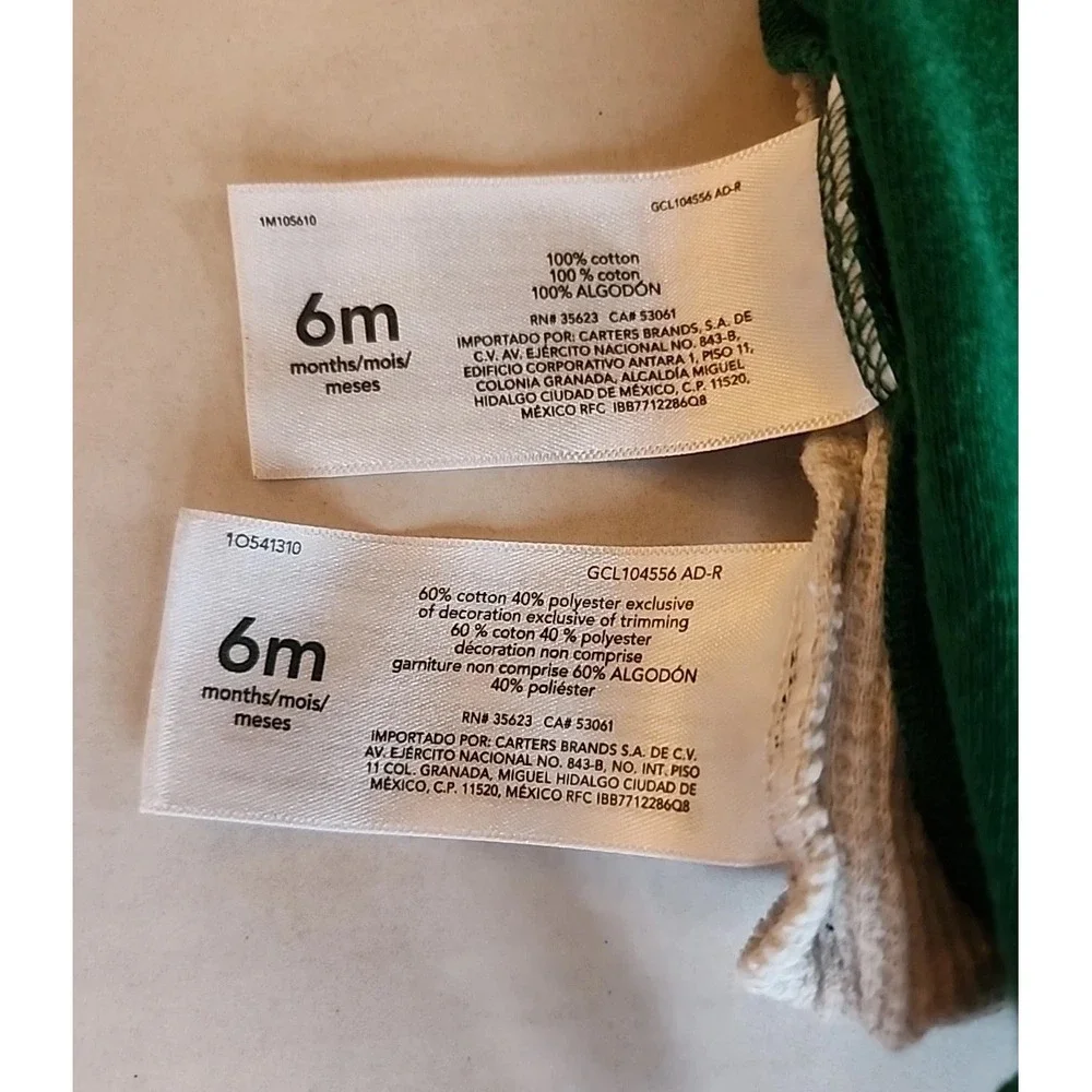 Carters 3-pc Holiday Winter Long Sleeve Bodysuits & Pant Set Baby Boy Sz 6 Mos