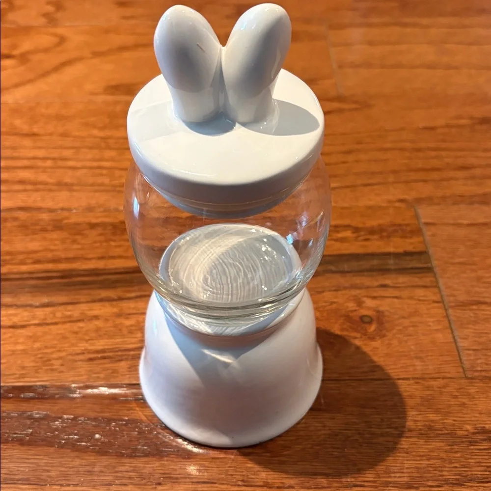 White Bunny Ear Candy Jar