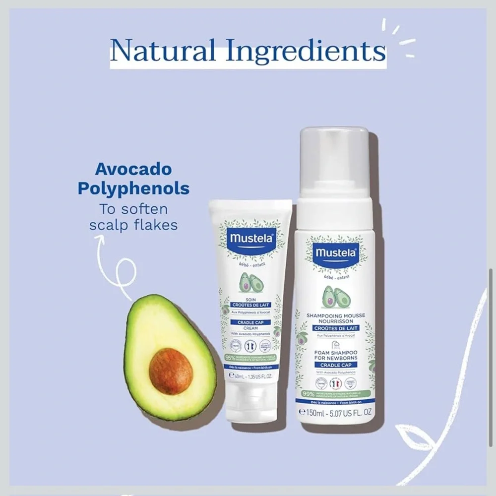 New Mustela Cradle Cap Fragrance-Free Baby Shampoo & Cream for Baby & Newborn
