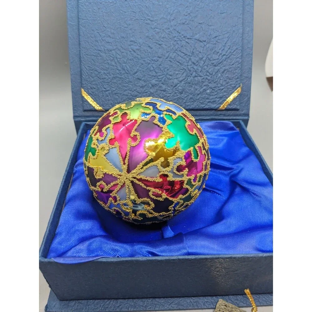 Crate & Barrel Multicolor Glass Puzzle Piece Christmas Ornament Autism Awareness