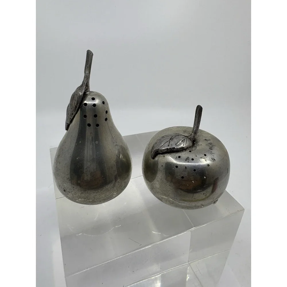 Vintage Web Pewter Salt & Pepper Shakers Apple and Pear