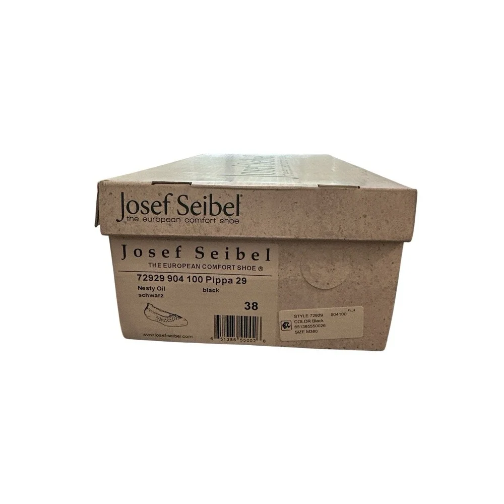 Josef Seibel Women's Pippa 29 Black Nesty Oil Burnish Leather Ballet Flat Sz 38