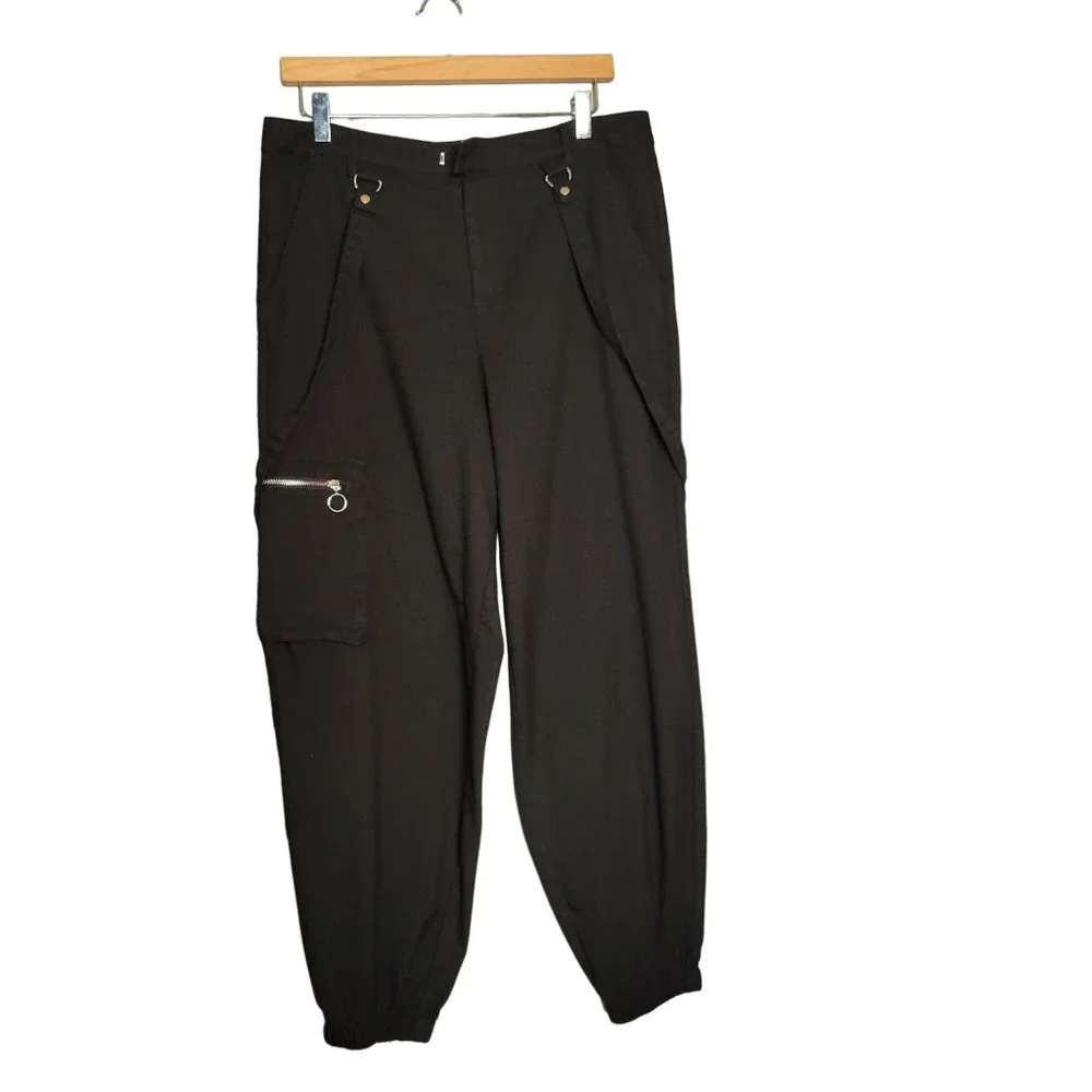 Hot Topic Women's Juniors 13 Black Strap Ultra Hi-Rise Jogger Pants