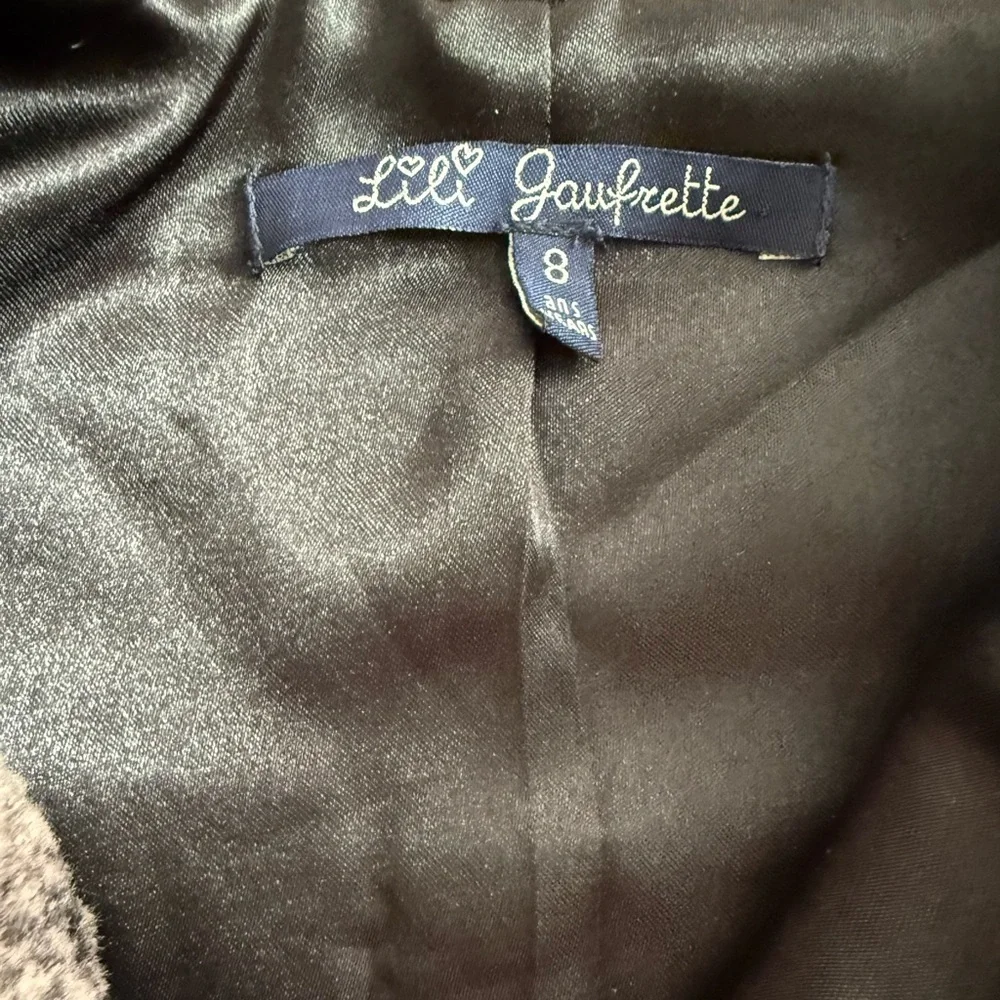Lili Gaufrette Vintage Girls Brown Faux Fur Vest with Bow Holiday Festive size 8