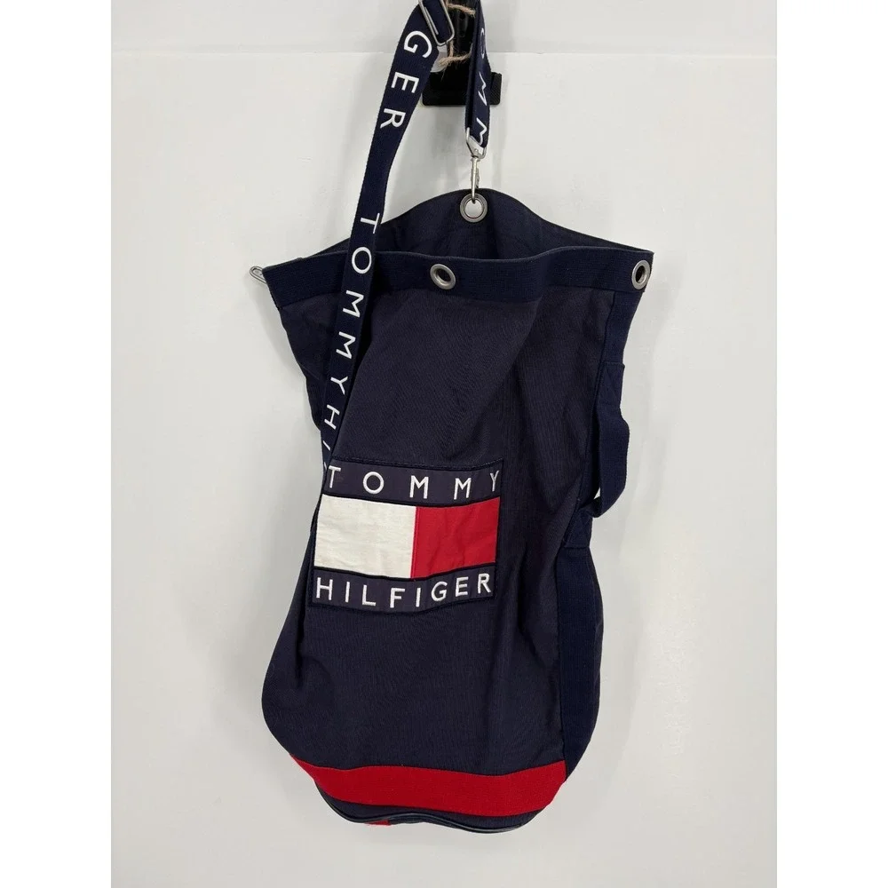 Tommy Hilfiger Vintage 90's Large Canvas Bag Sling Sack Backpack Duffel Bag