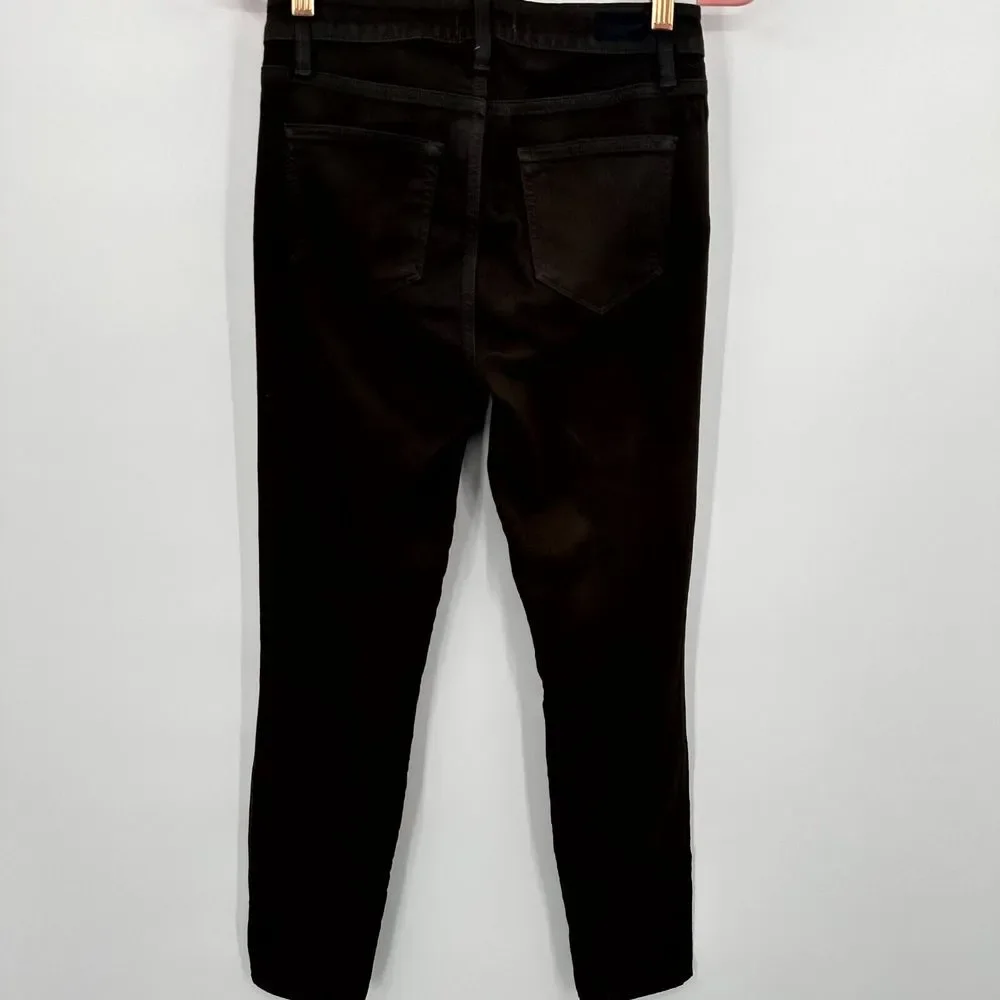 Paige Hoxton Ankle Womens 26 Green Luxe Coating Denim Stretch Comfort Skinny Leg
