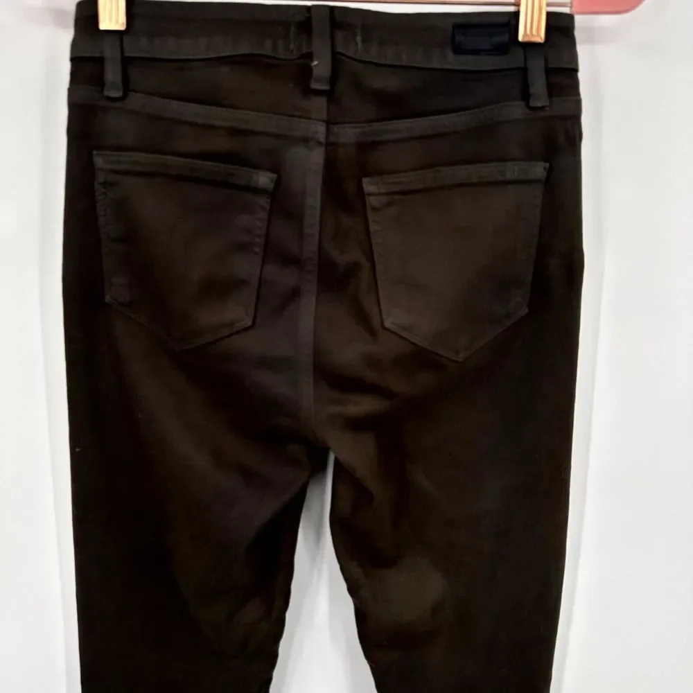 Paige Hoxton Ankle Womens 26 Green Luxe Coating Denim Stretch Comfort Skinny Leg