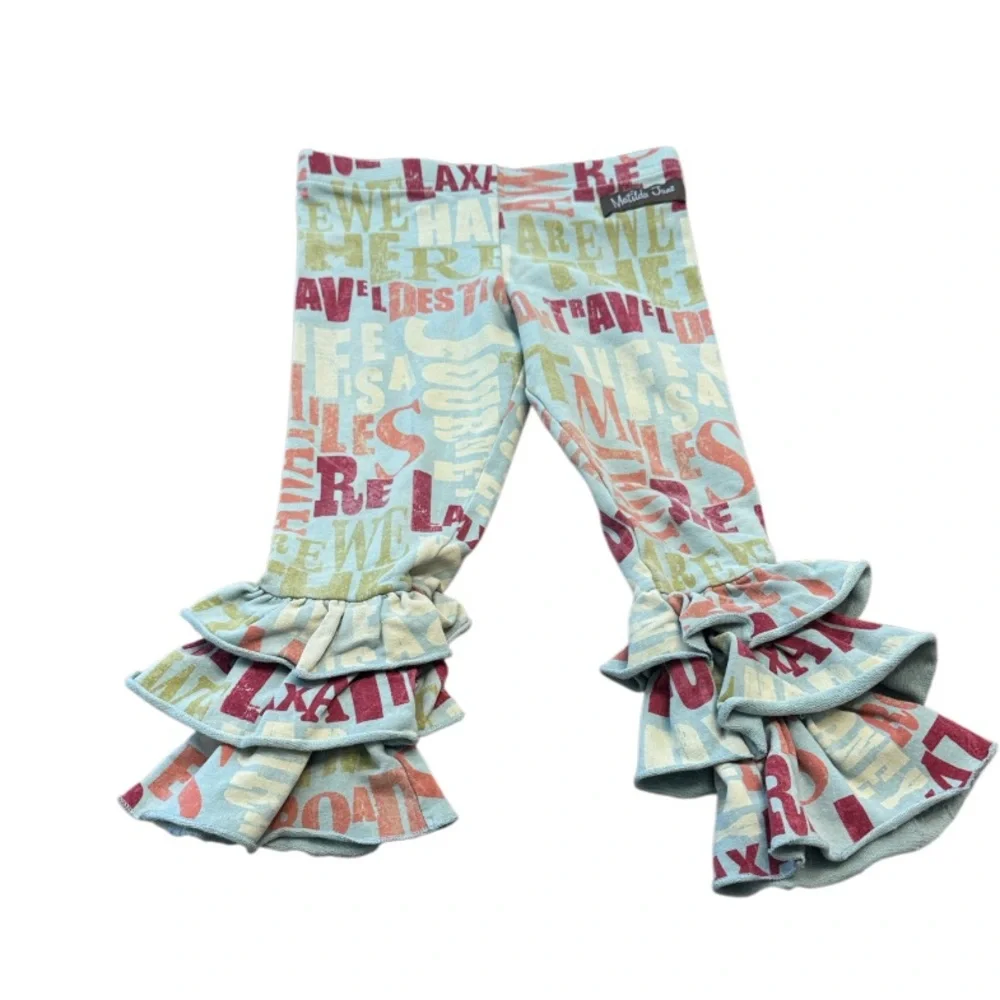 Matilda Jane Road Trip Bennys leggings, Ruffled Size 4