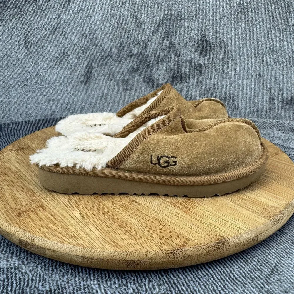 UGG Slippers Shoes Kids Size 13 Chestnut Suede Shearling Lined Slip-On Mule
