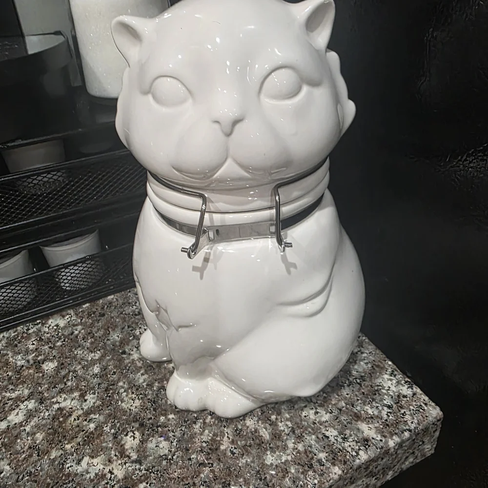White Cat Shaped Ceramic Jar