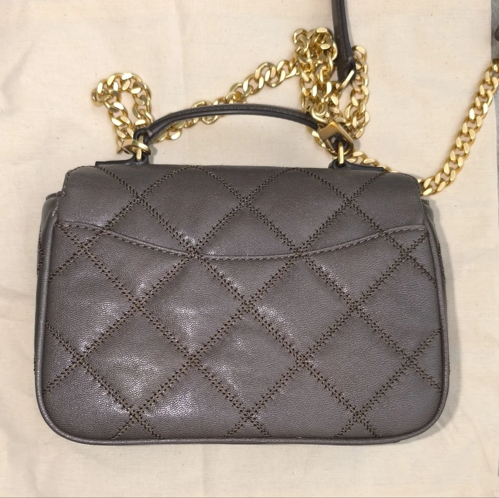 Tory Burch Willa Mini Top Handle Bag Volcanic Stone Quilted Leather