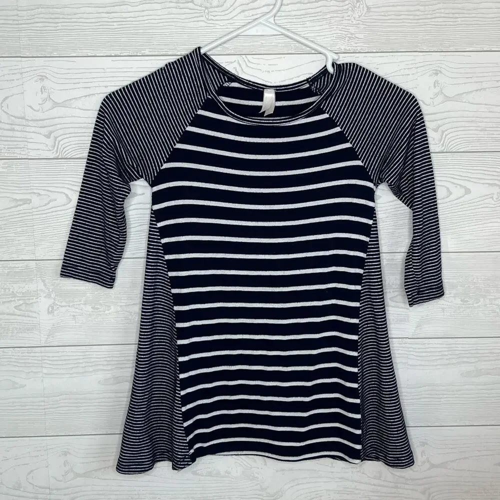 Haani blue & white striped long sleeve swing top Girls size 8