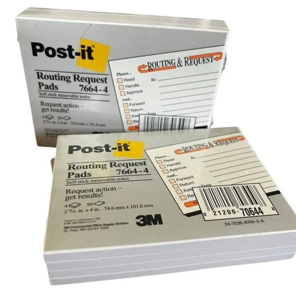 Post-It Routing Request Pads Set of 2 New Sealed Vintage