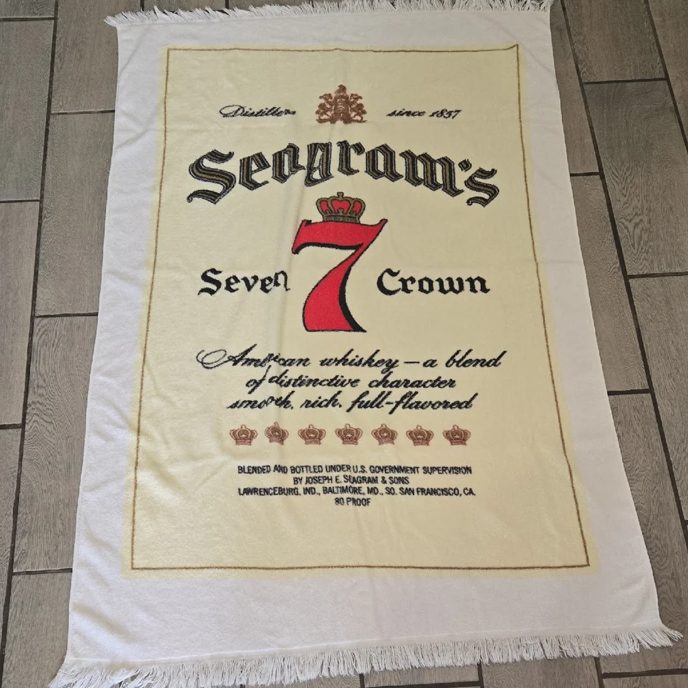 Seagrams Cream and Red Large Soft‎ and Elegant Towel