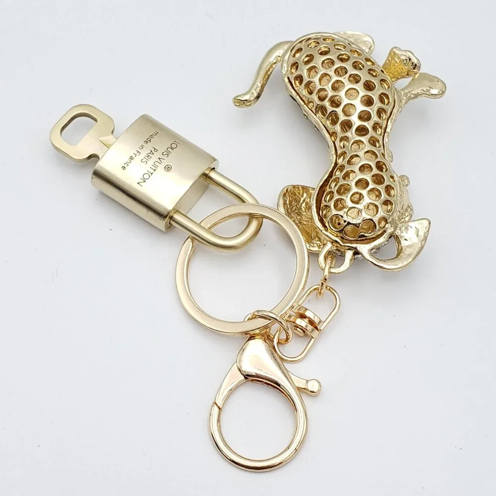 Louis Vuitton Gold Padlock 🔑 Authentic LV Unbranded Dog Keychain Bag Charm