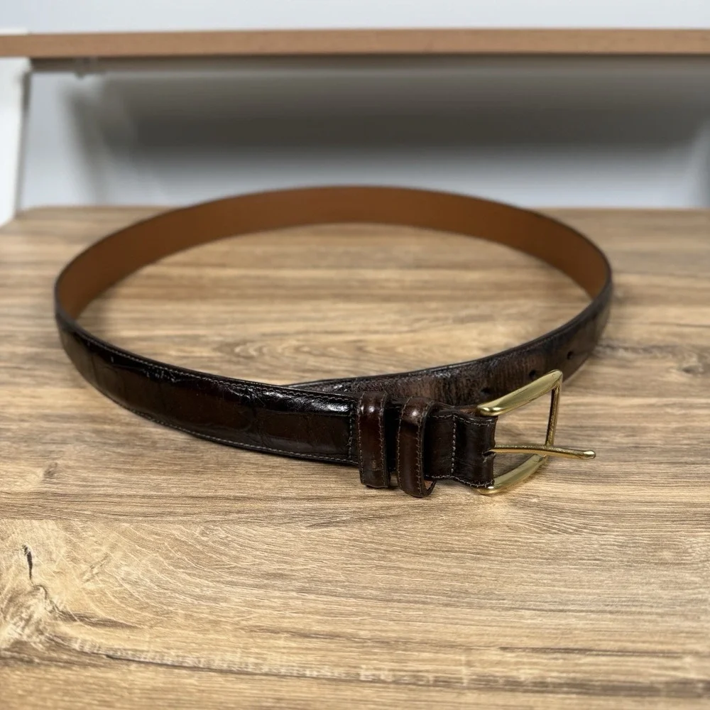 Brighton Men's Belt Brown Gold‎ Buckle Size 36