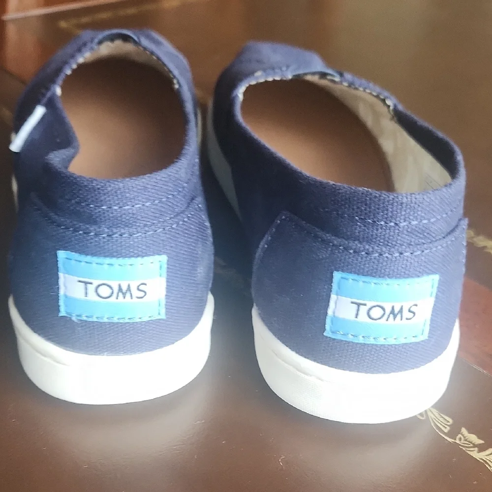 TOMS Women's Canvas Slip-On Moccasins — Navy Blue