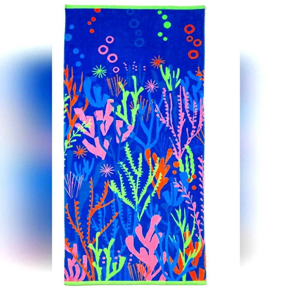 Kids Coral Printed Velour Beach Towel