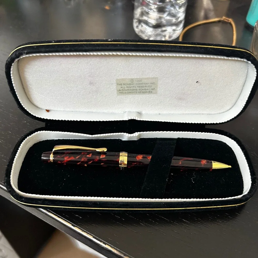 Vintage 1998 The Bombay Company Tortoiseshell Mechanical Pencil with Case Gold
