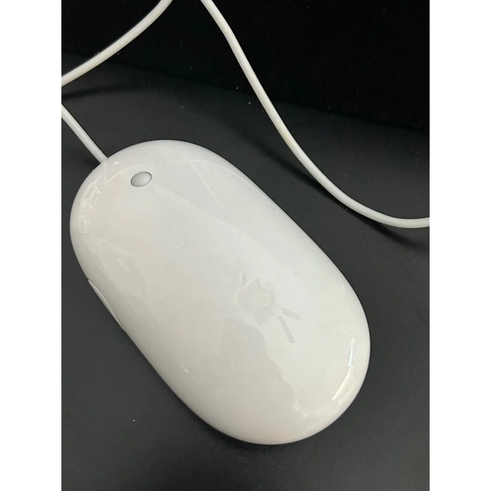 Wired Mouse White Good Apple Mighty Mouse A1152 USB Optical Scroll Ball