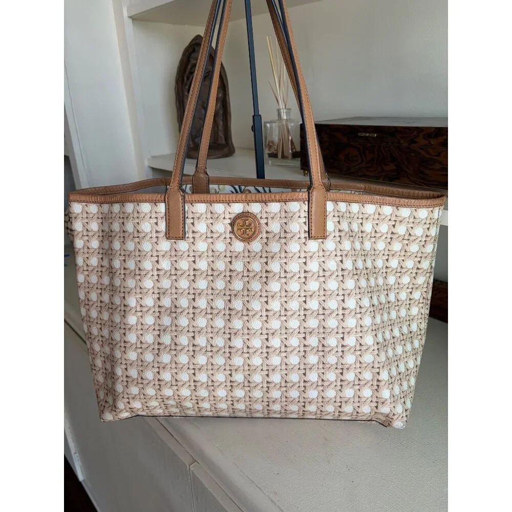 Tory Burch Ever-Ready Zip Beige Tote Bag