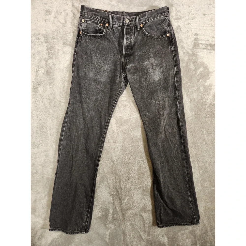 Levi's 501 Jeans Men's‎ 30X29 (Tag 32X30) Black Straight Baggie Button Fly